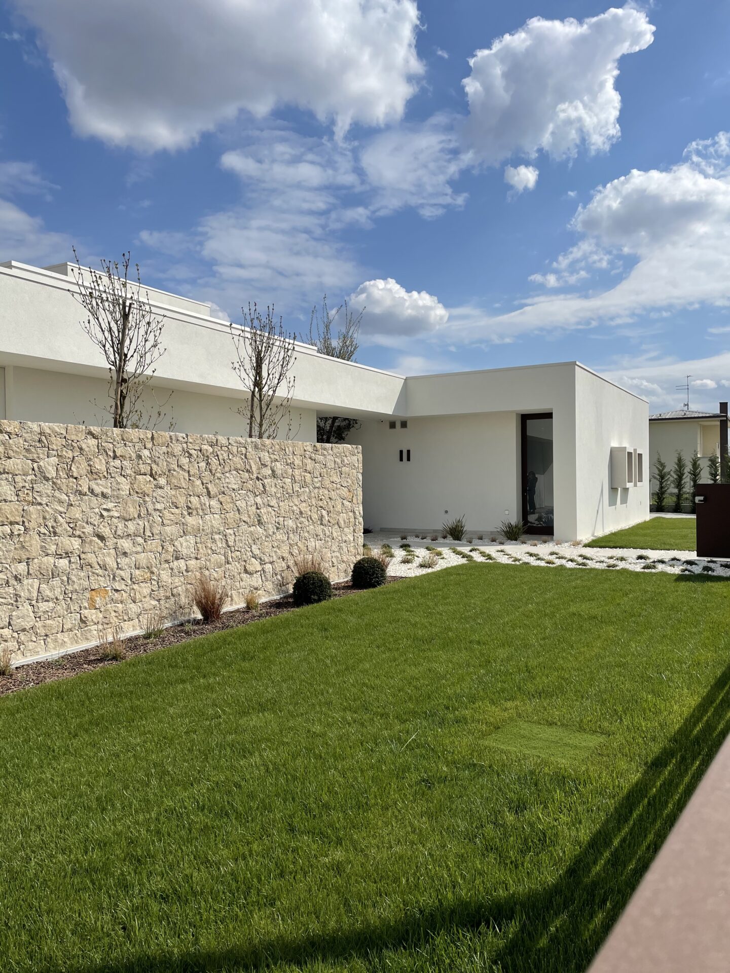 exterior stone coatings of a modern villa