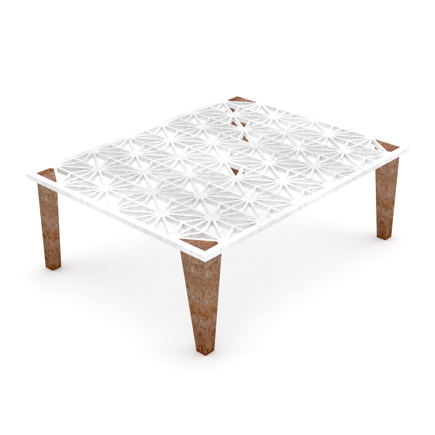 Lace Bianco Carrara and Rosso Verona marble table