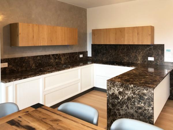 brown emperador marble kitchen