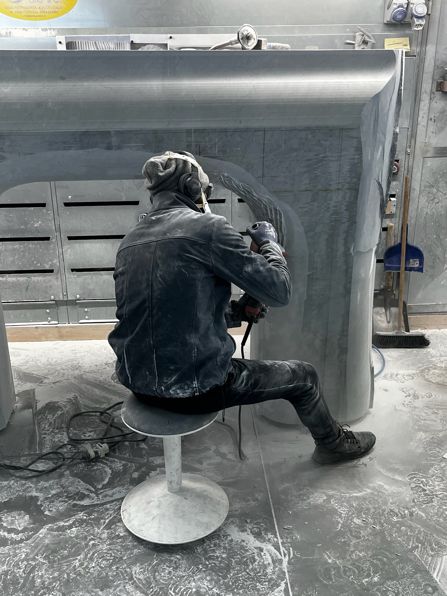 sculpting marble fireplace mantel