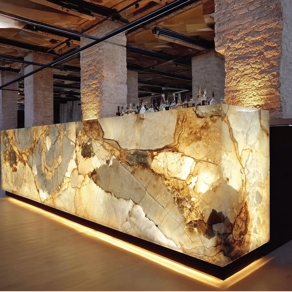 patagonia backlit bar counter