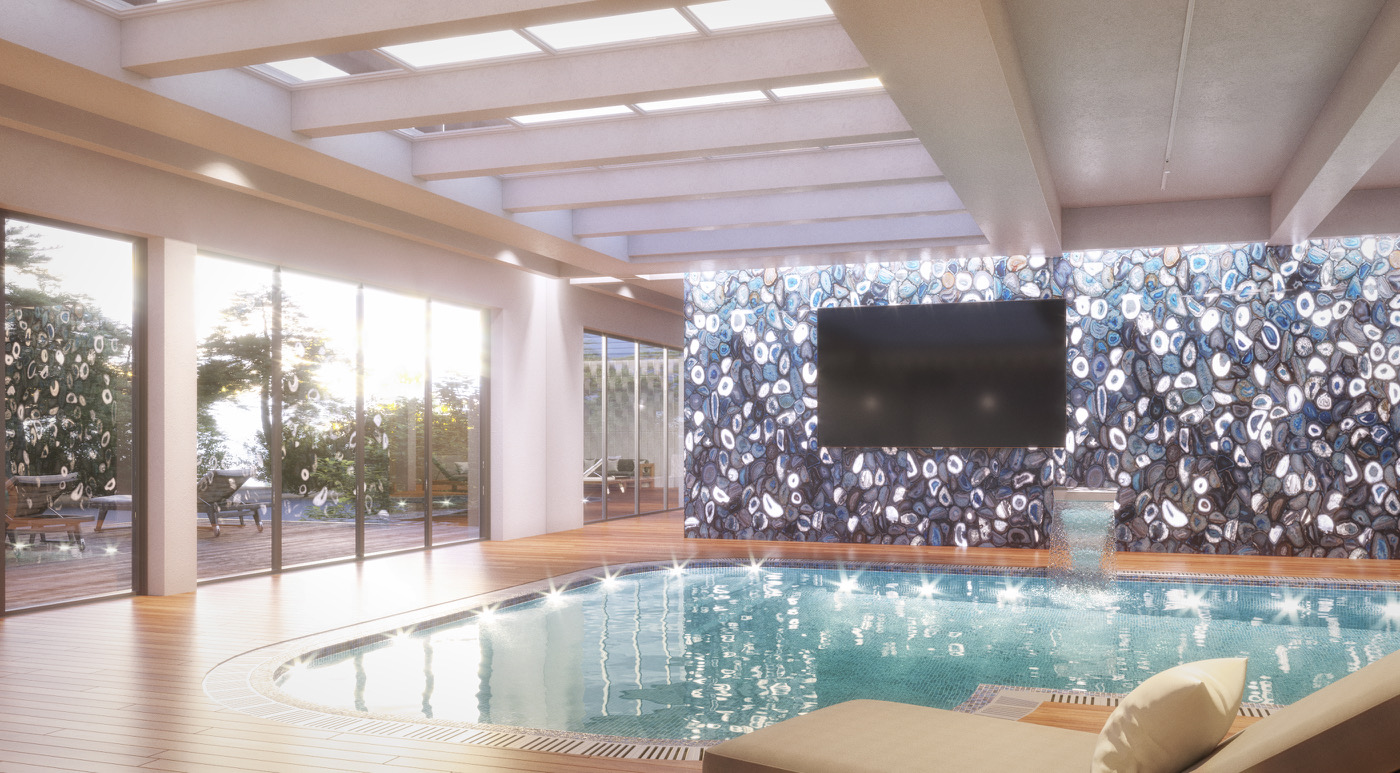 parete agata blu retroilluminata