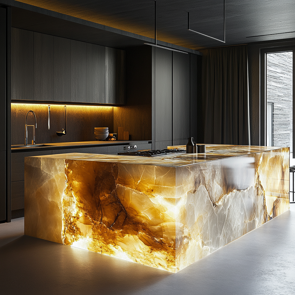 backlit kitchen island