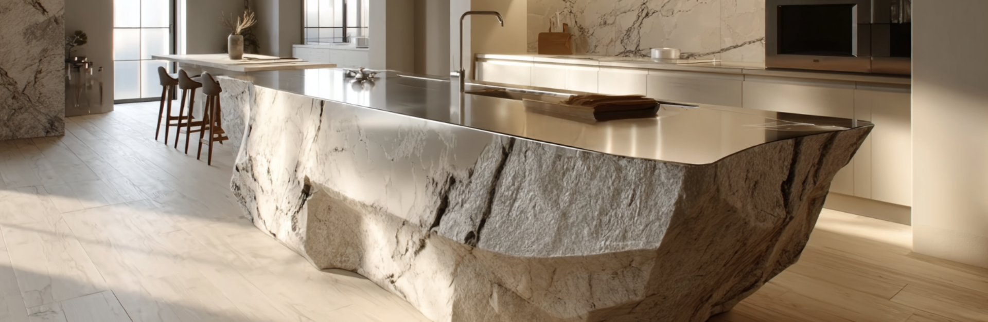 kitchen island in solid marble main