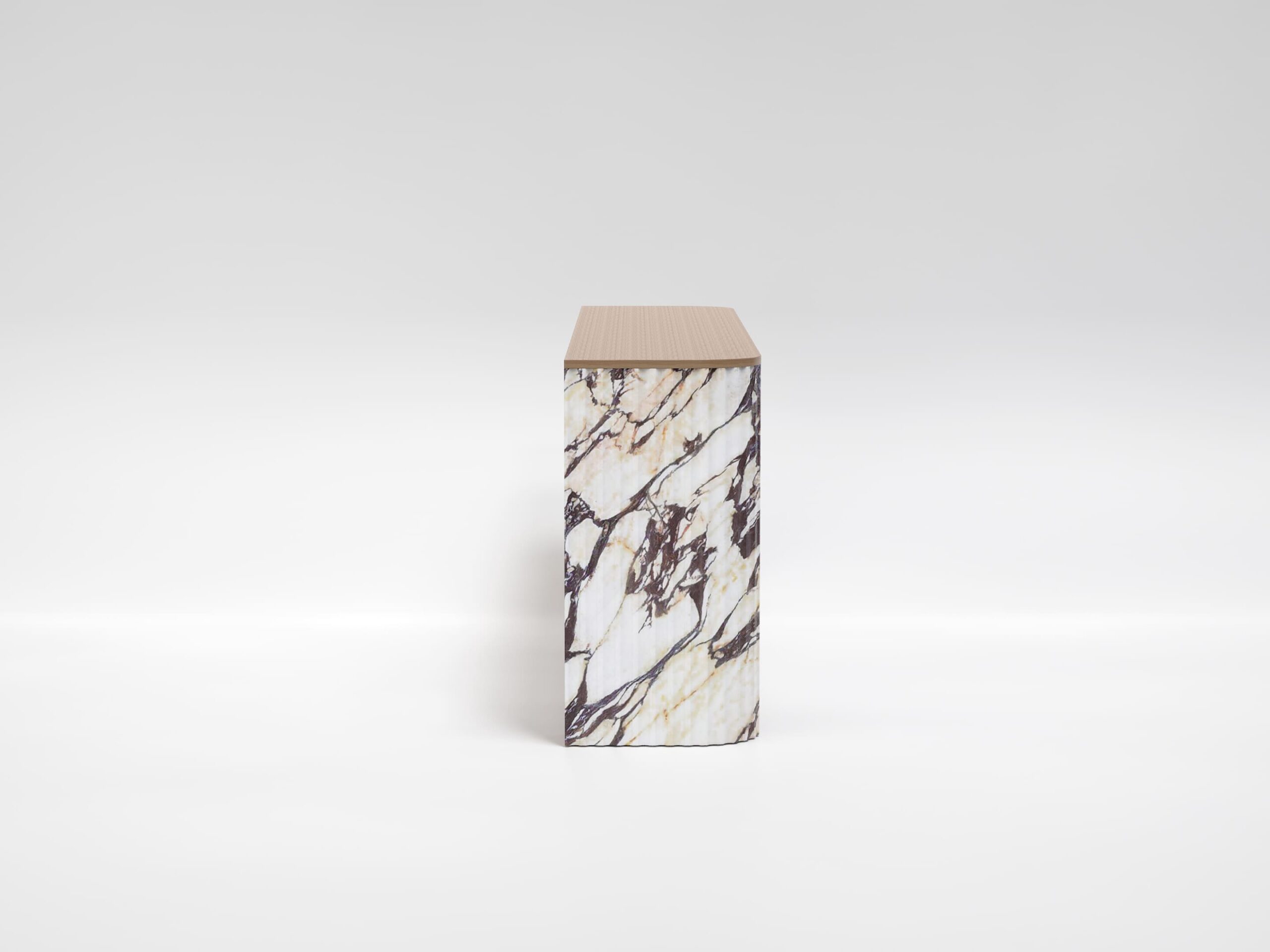 trama console calacatta viola marble oak wood