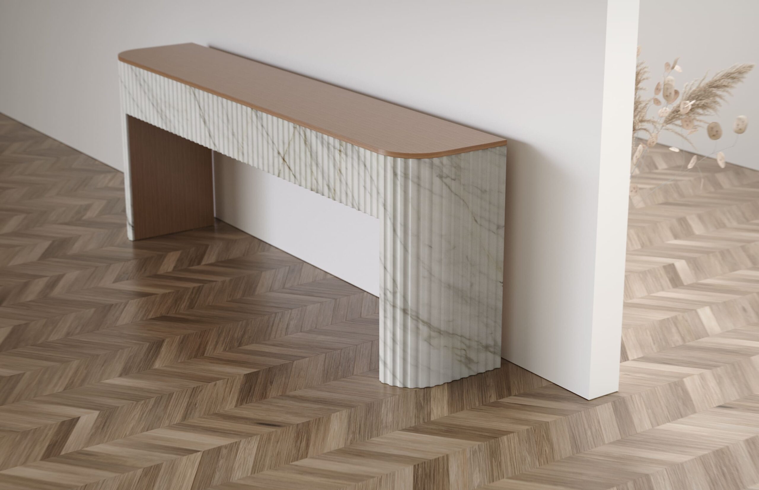 trama consolle marmo rovere