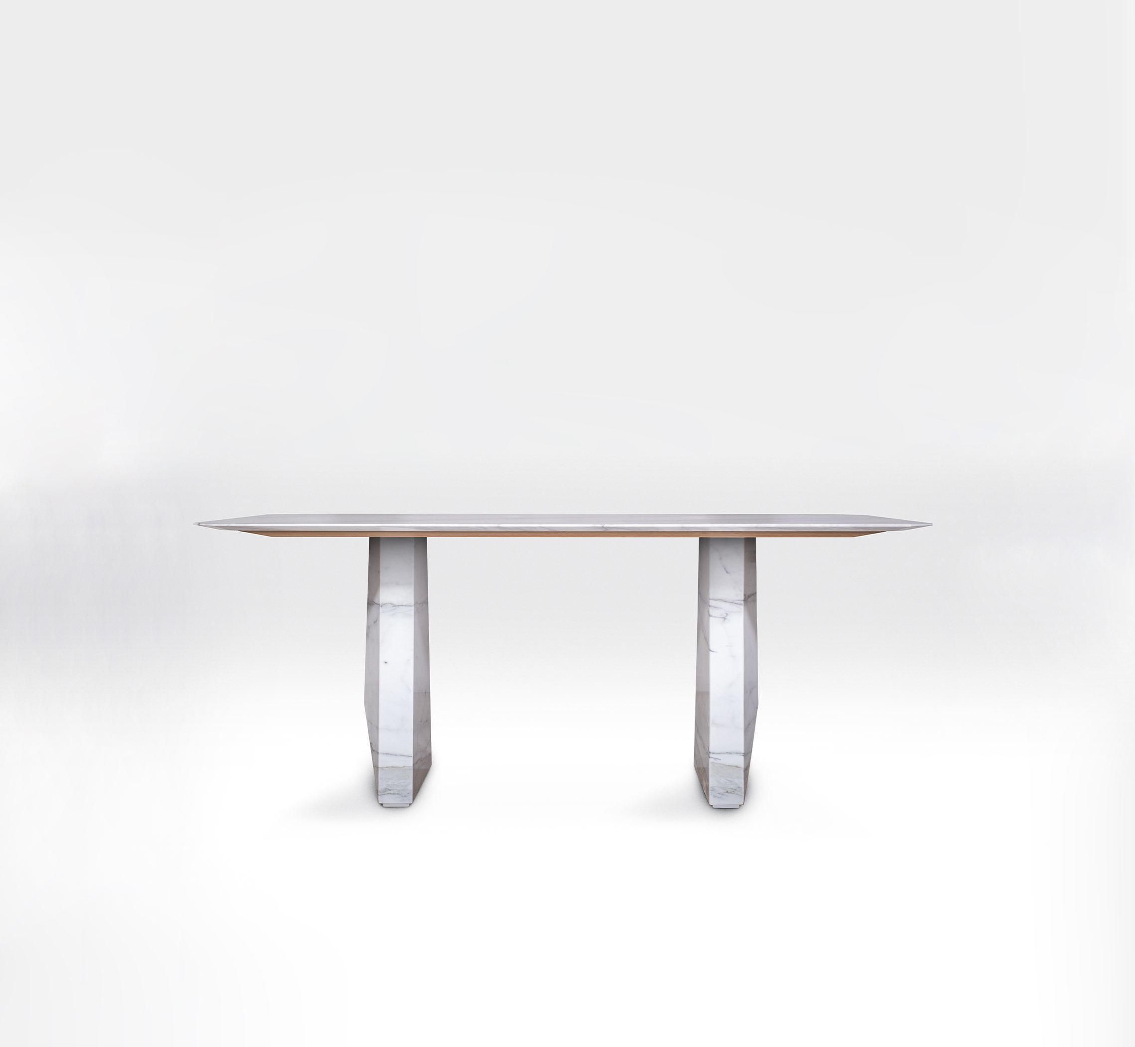 polygon design marble table front view