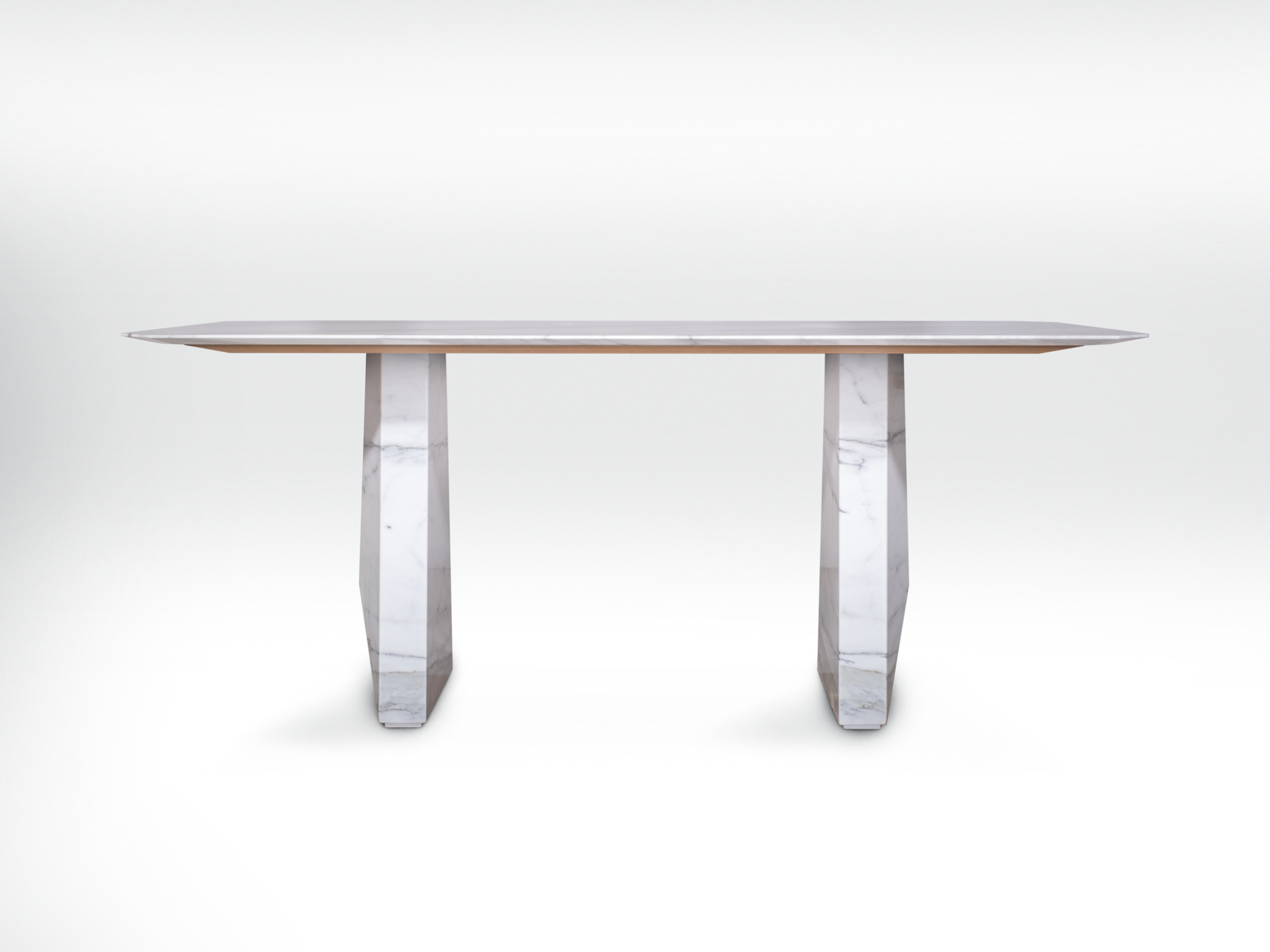 polygon design marble table front view