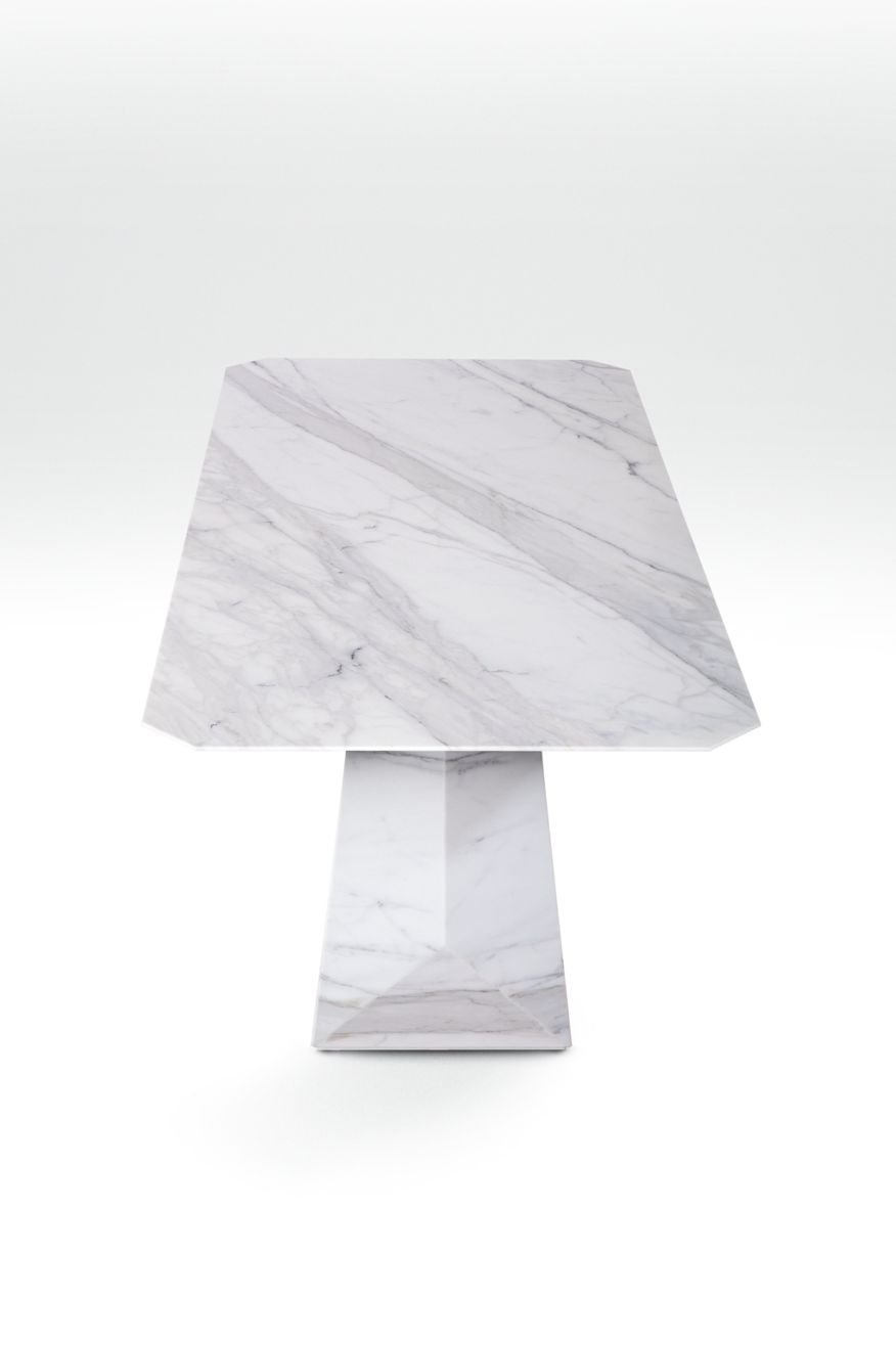 polygon design marble table side view