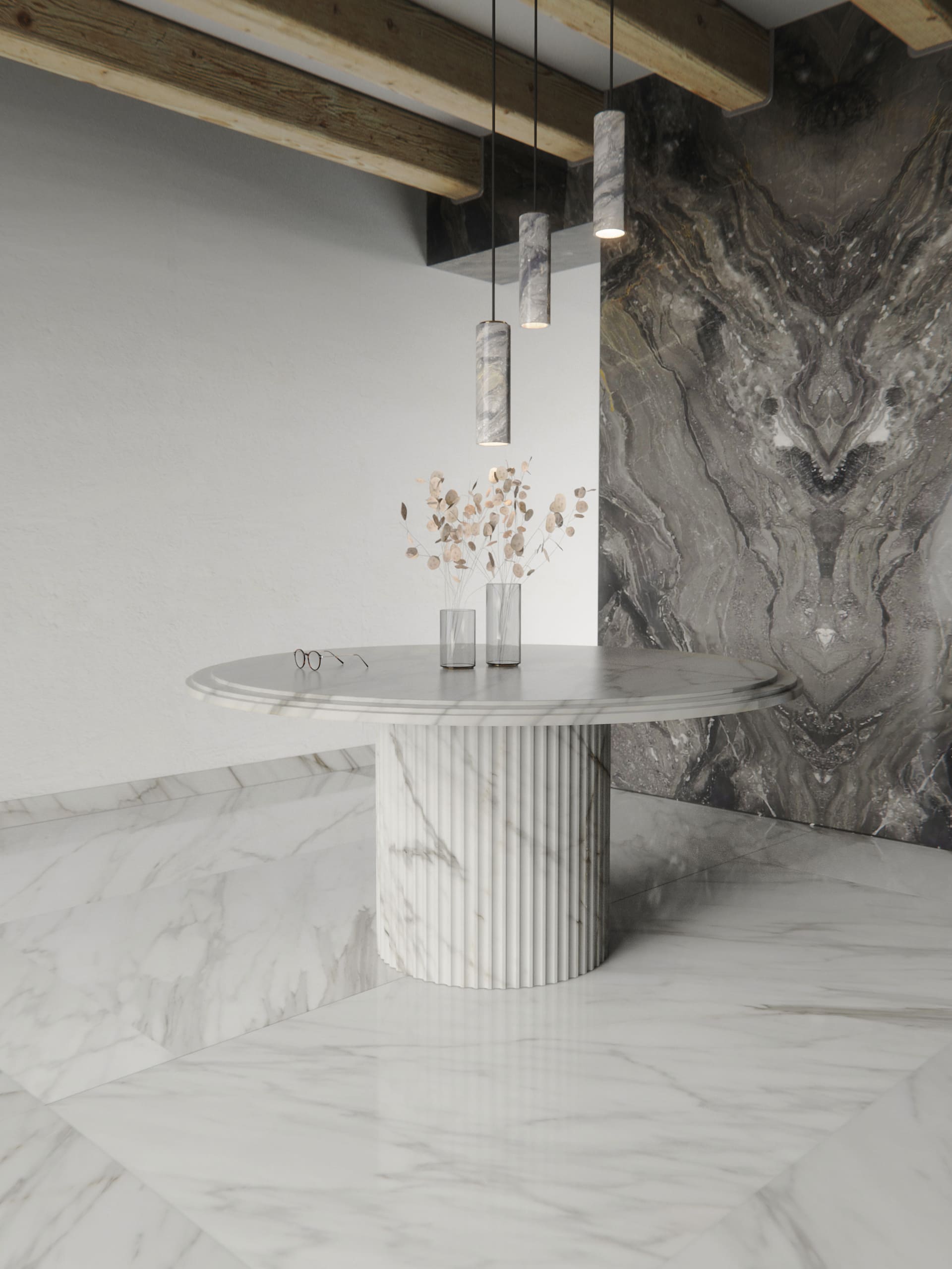 aura marble round dining table