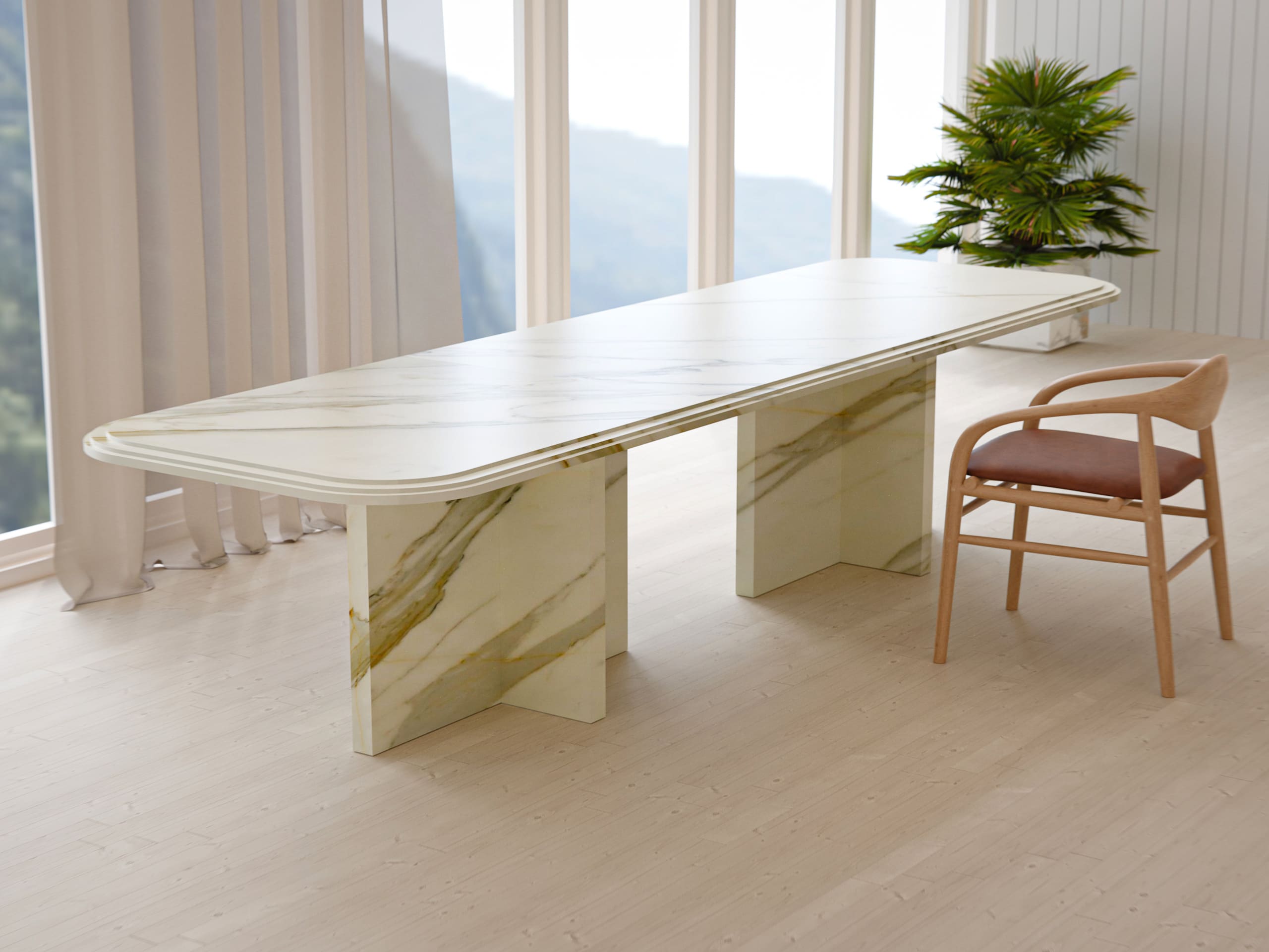 imperium dining table in calacatta gold marble