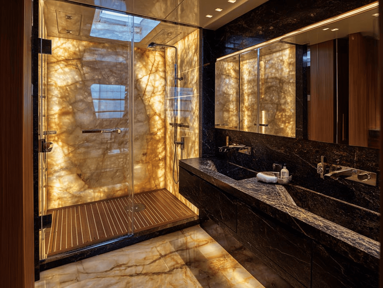 backlit marble for yacht
