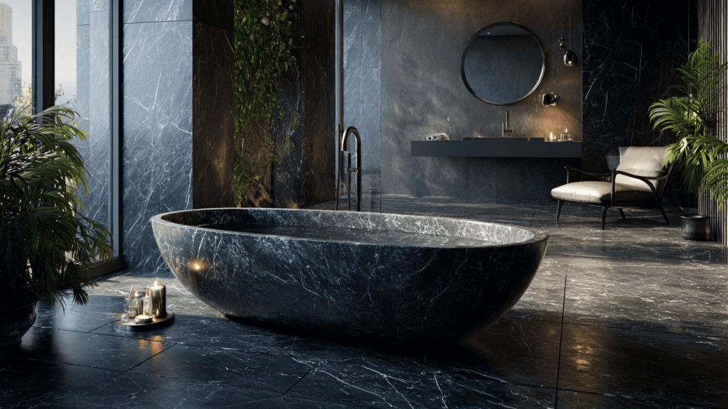 bathroom in marquina black marble - Copia