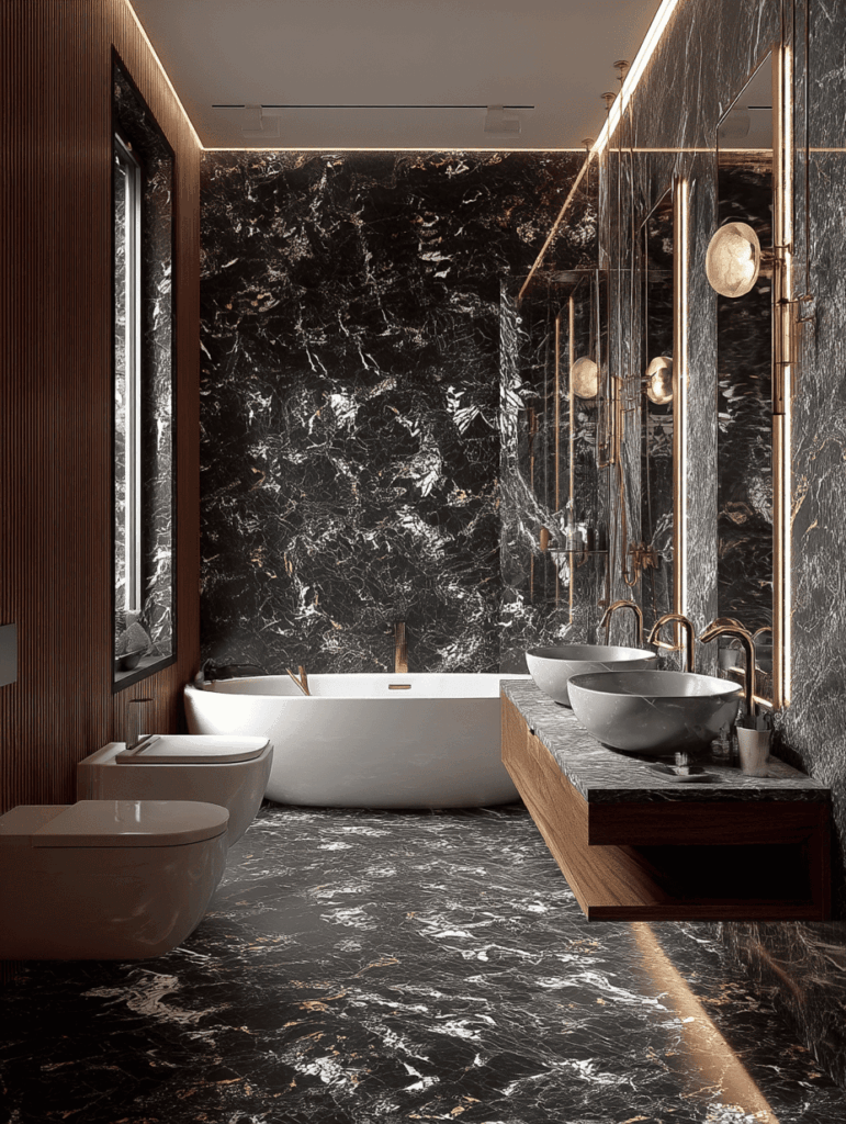 bathroom in nero portoro 6
