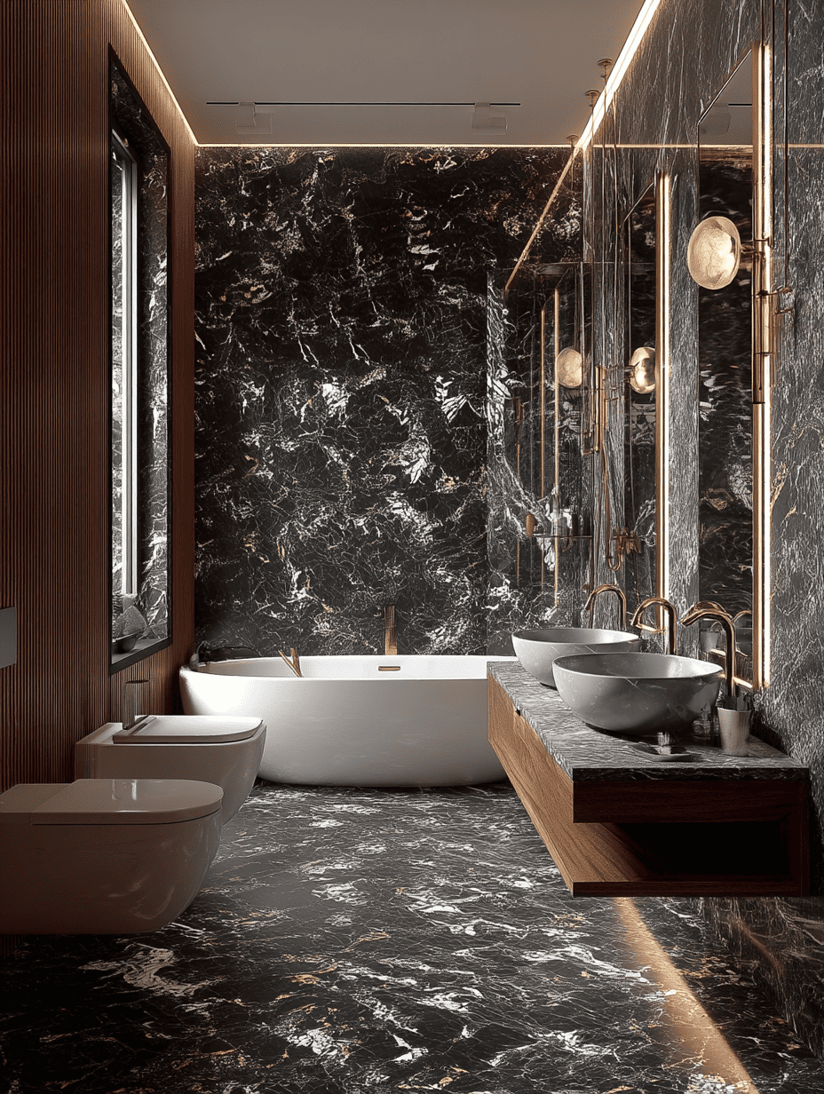 bathroom in nero portoro 6