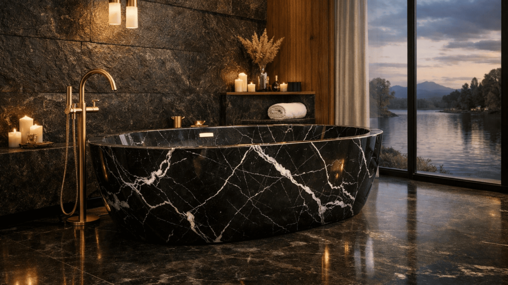 bathtub in marquina black