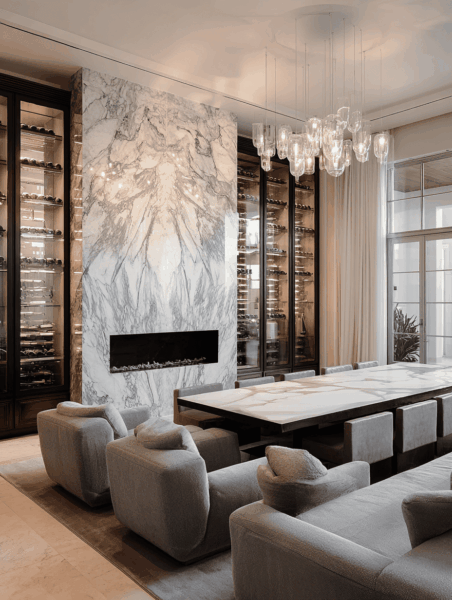 bookmatched marble cladding