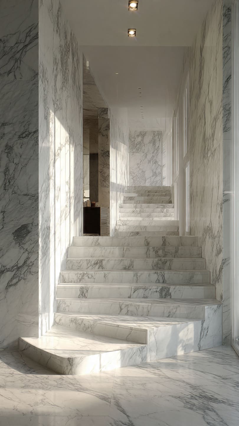 calacatta stairs and cladding