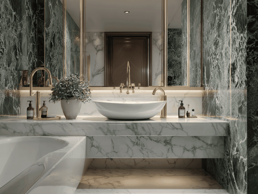 green marble bathroom