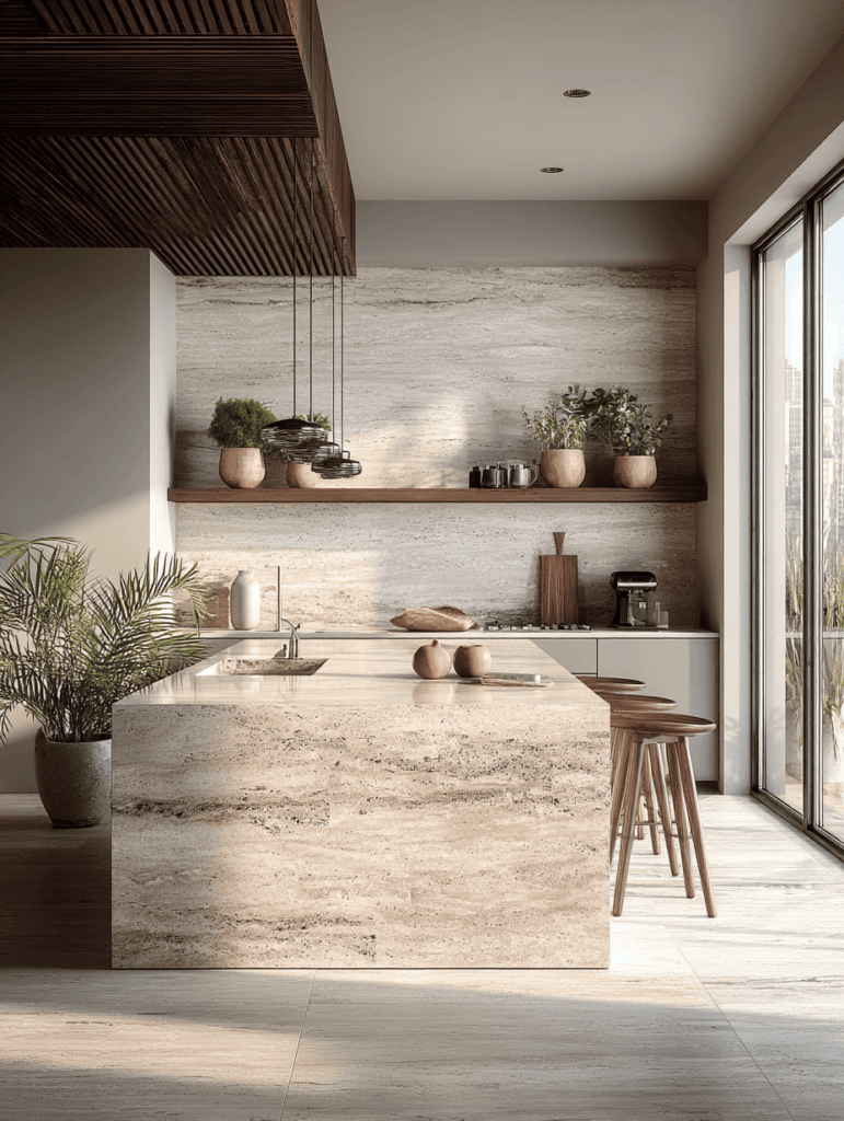 kitchen in travertino
