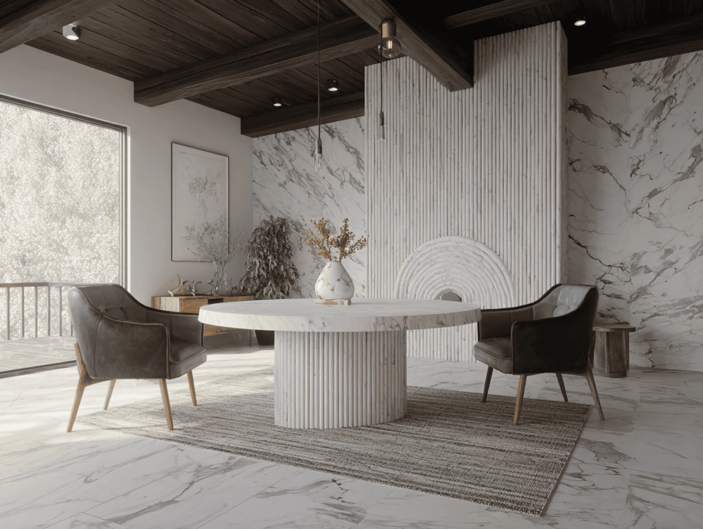 living room in marble