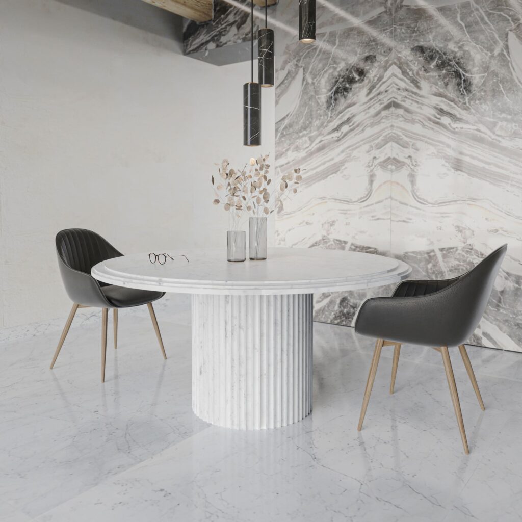 living room with marble elements