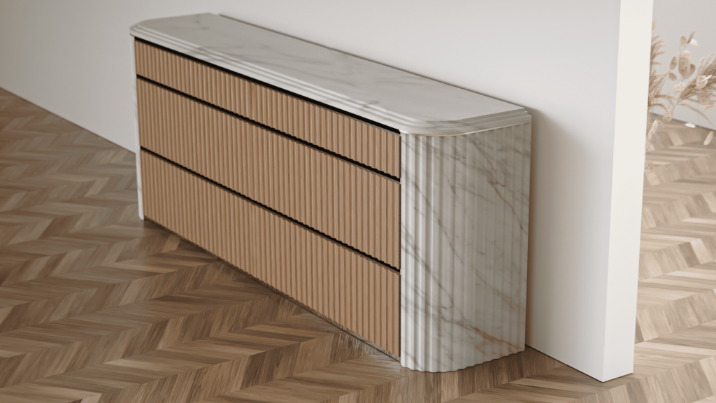 marble and wood console