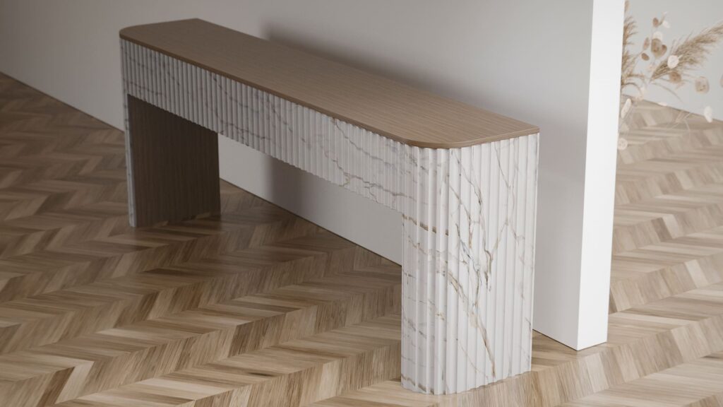 marble and wood console
