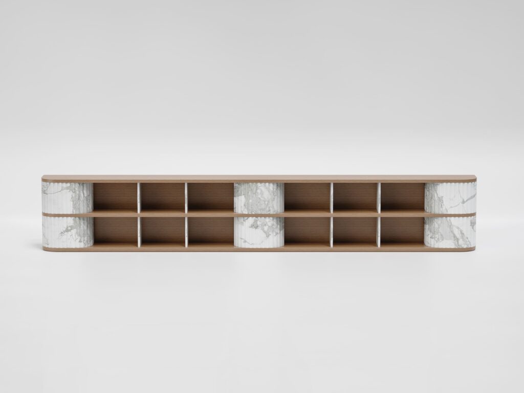 marble and wood console table