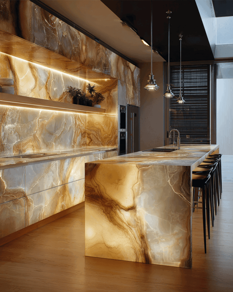 onyx backlit kitchen
