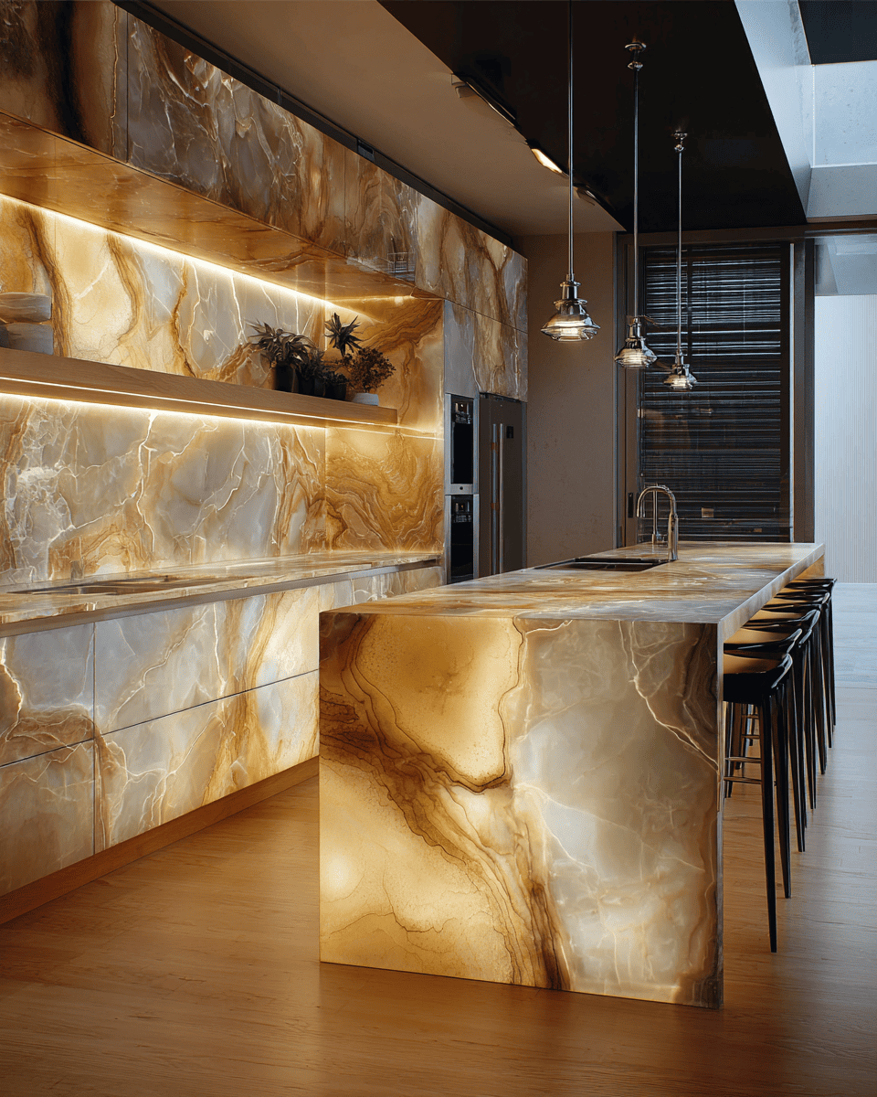 onyx backlit kitchen