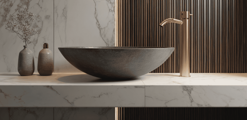 white marble basin