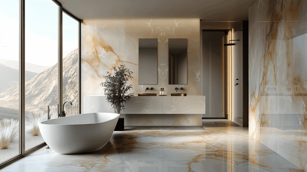 white onyx bathroom
