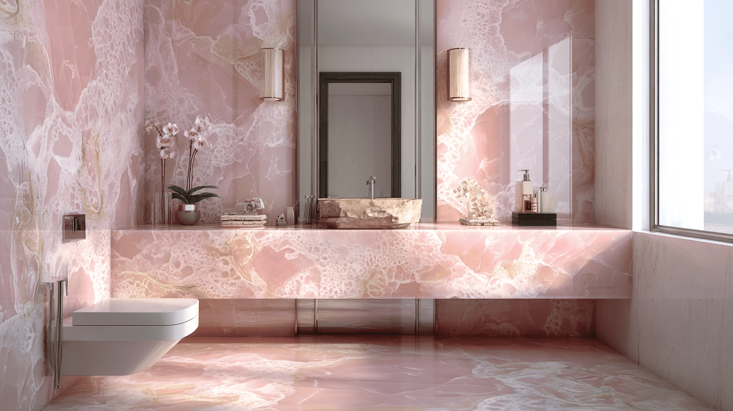 pink onyx bathroom