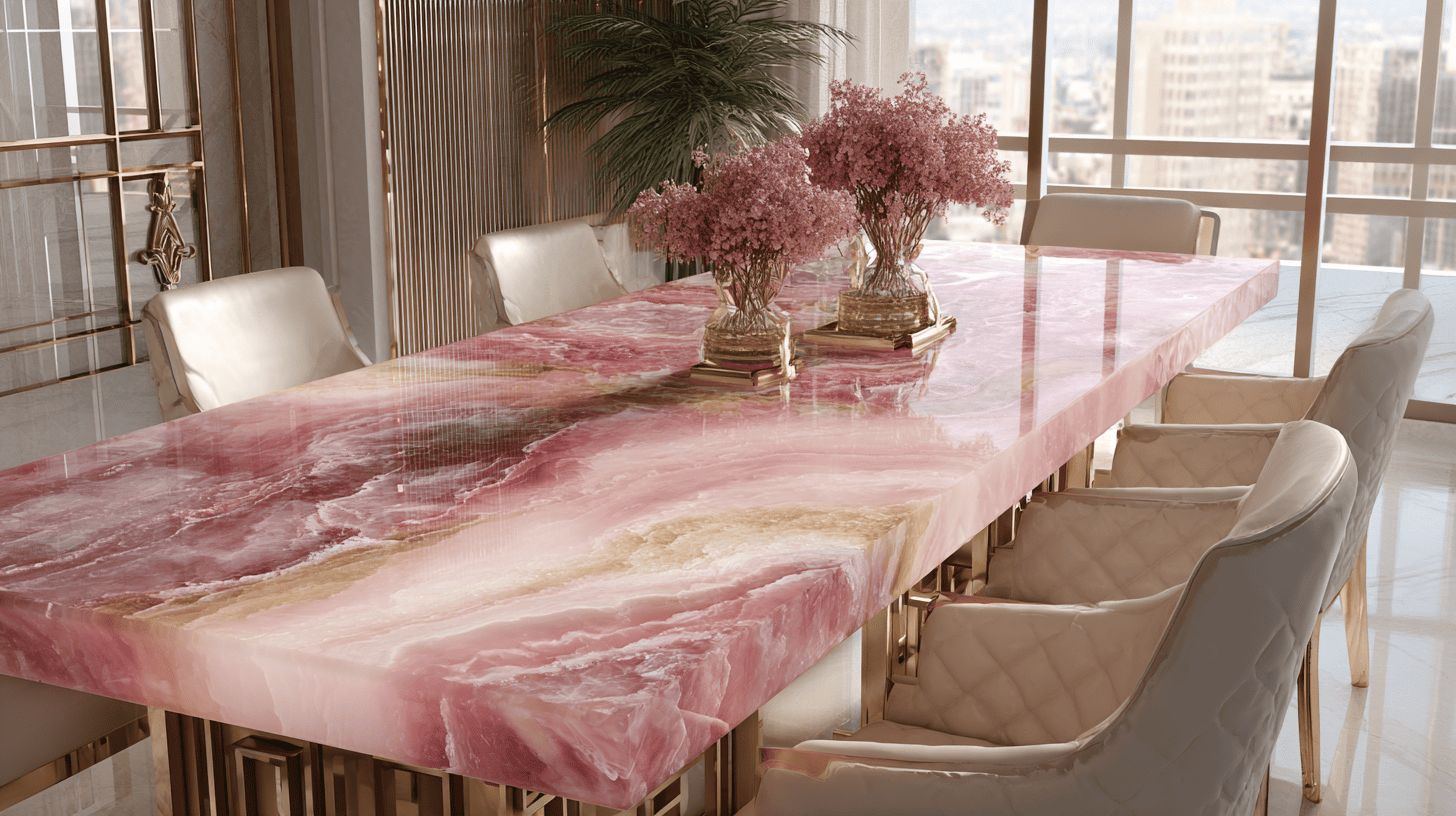 pink onyx table