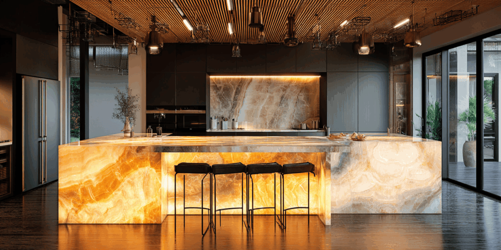 backlit kitchen in onyx