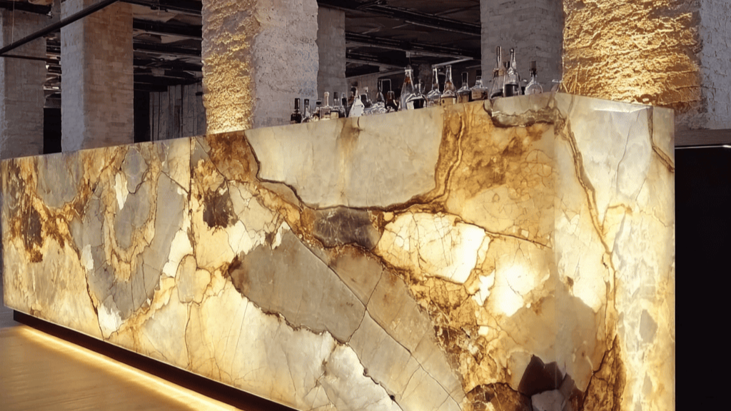 backlit onyx bar