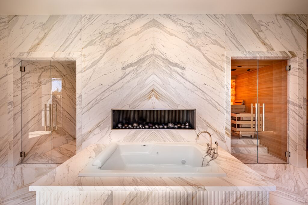 bookmatched marble wall