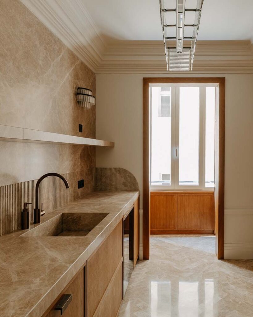 light emperador marble kitchen