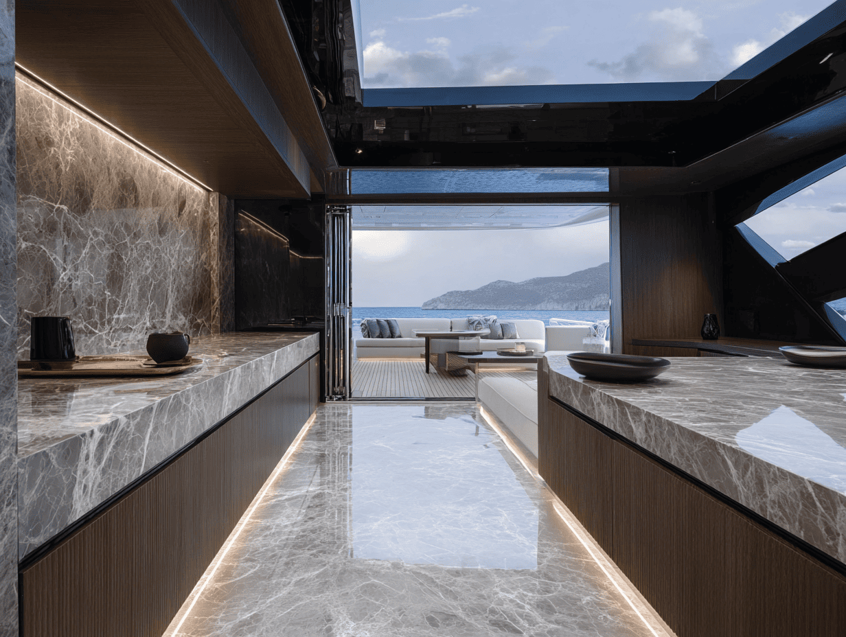 yacht in marble