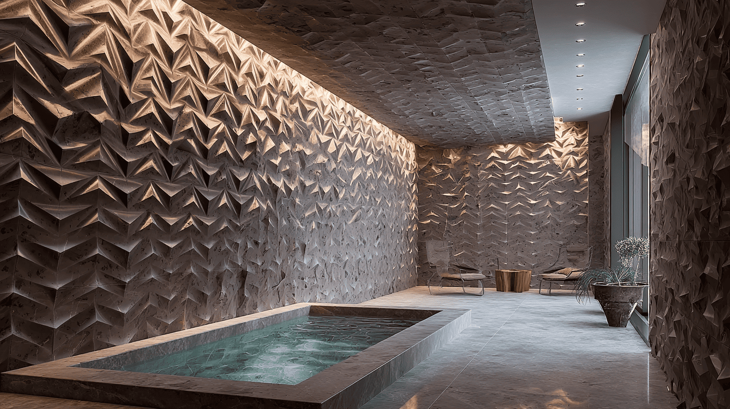 marble 3d wall for indoor spa