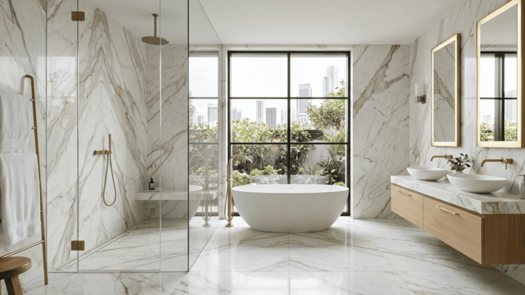 calacatta gold bathroom