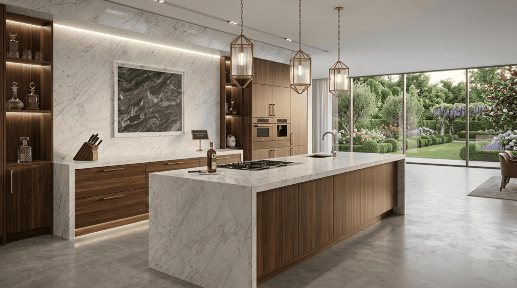 carrara white kitchen