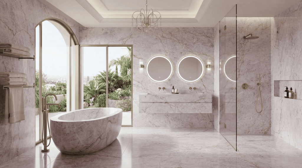 pink quartz bathoom