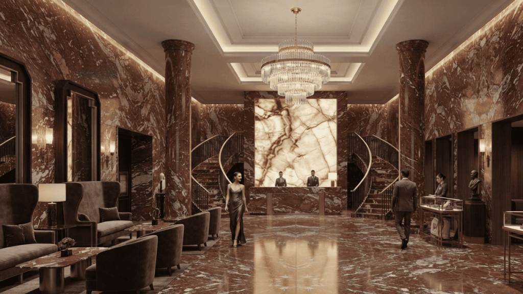 rosso francia hotel lobby