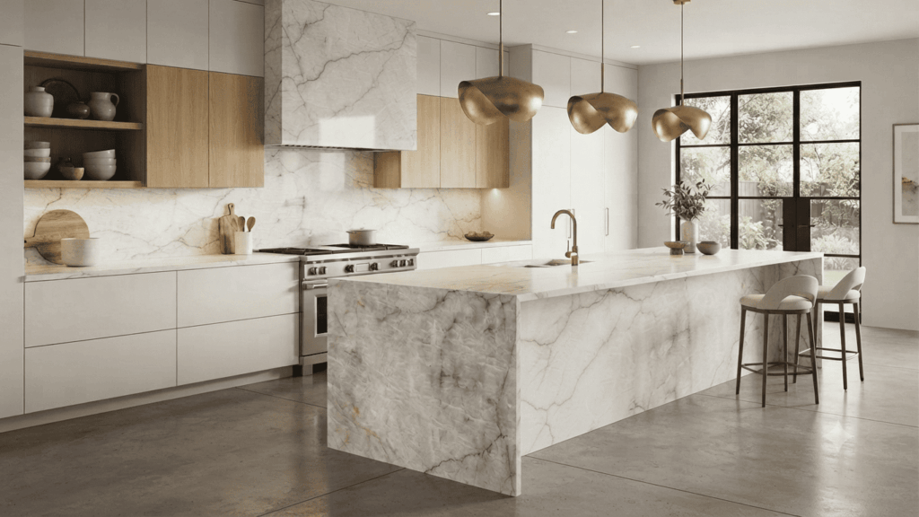 white quartz kitchen